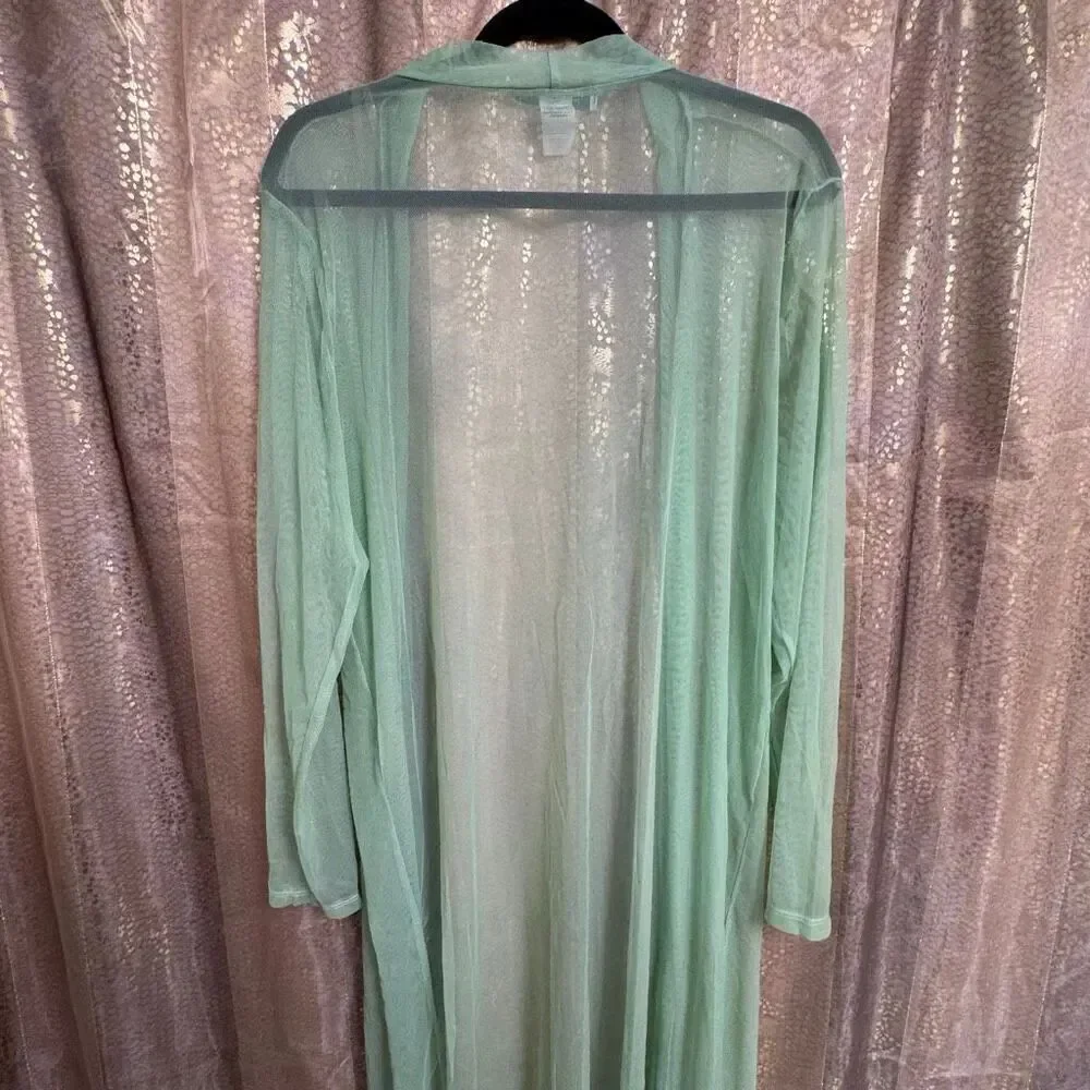 Dream Out Sea Foam Green Long Mesh Sheer Swim Kimono Coverup 1X